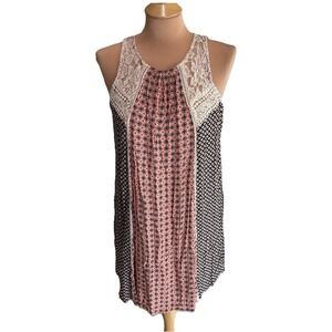 Taylor &‎ Sage Geometric Floral Print A-Line Shift Dress Size Large Boho Crochet
